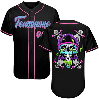 Frenzidea Custom Black Light Skull Fashion Baseball Jersey