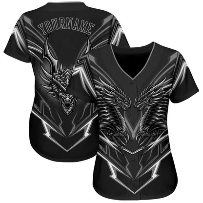 Frenzidea Custom Black Black-Gray 3D Monster Baseball Jersey