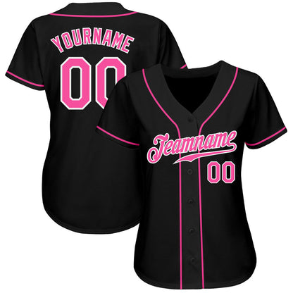 Frenzidea Custom Black Pink-White Authentic Baseball Jersey