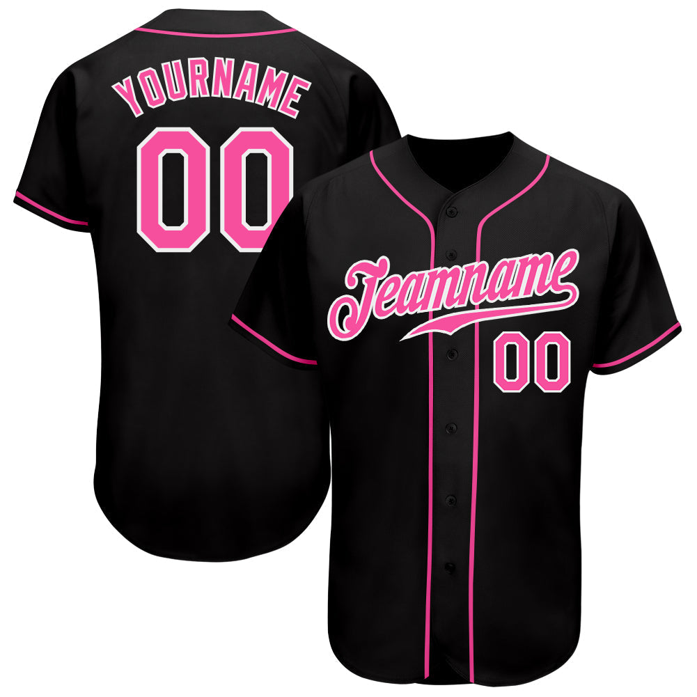 Frenzidea Custom Black Pink-White Authentic Baseball Jersey