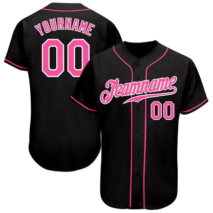 Frenzidea Custom Black Pink-White Authentic Baseball Jersey