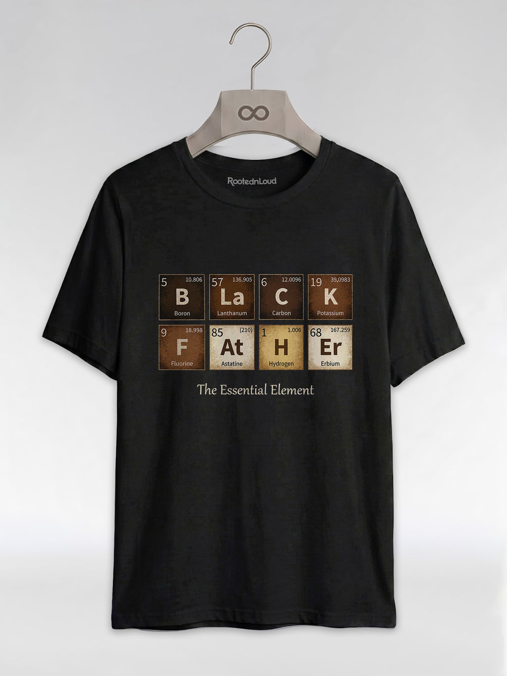 Black Father: The Essential Element Periodic Table Graphic T-Shirt - RootednLoud