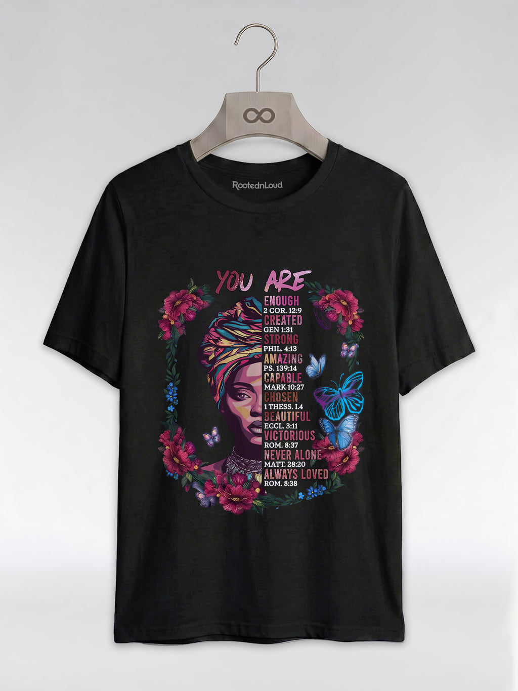 You Are Enough: Black Woman Christian Affirmations Graphic T-Shirt - RootednLoud