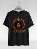 Resilient Black Queen: Fire Afro Crown Graphic T-Shirt - RootednLoud