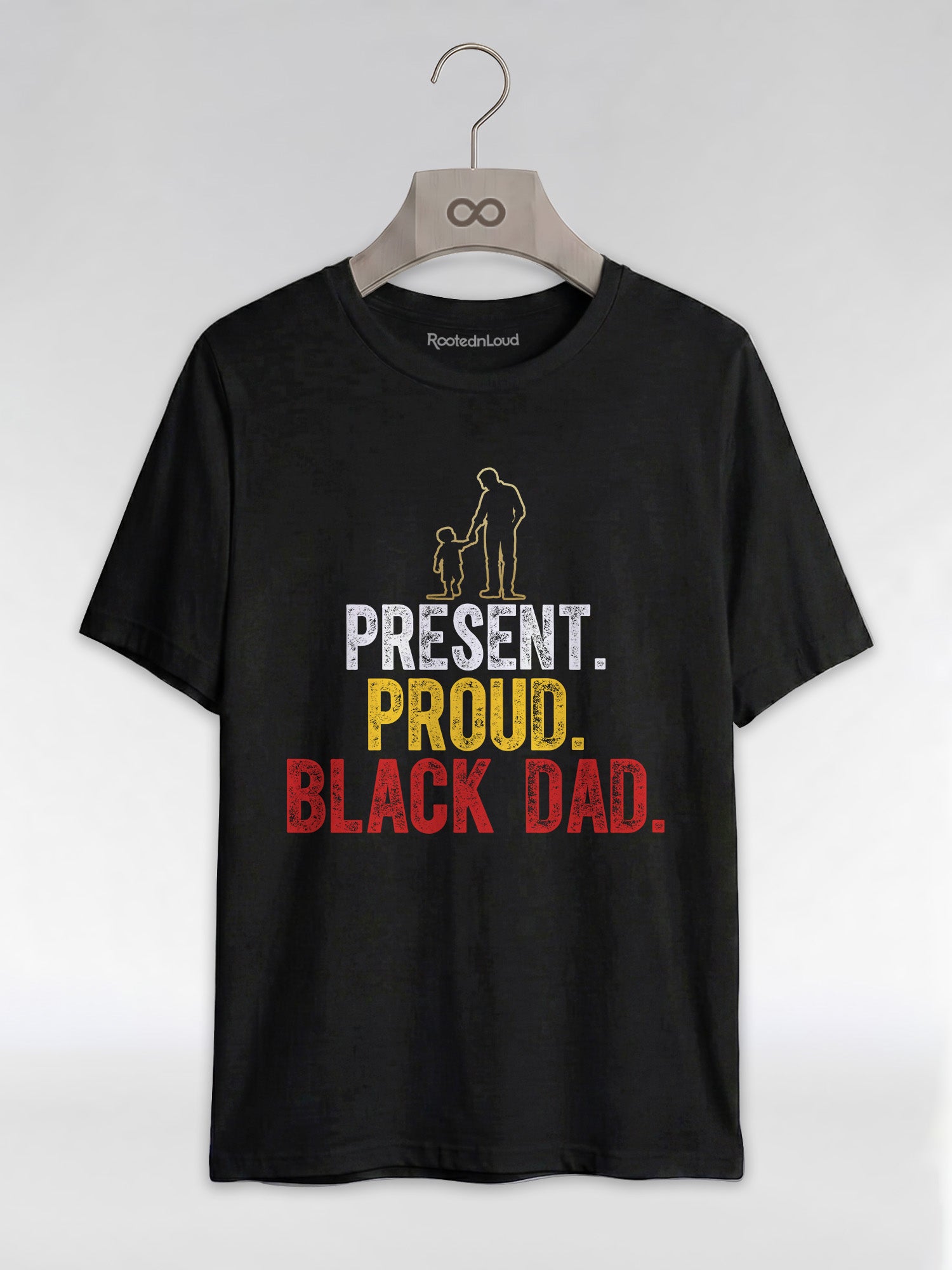 Present Proud Black Dad: The Active Father Graphic T-Shirt - RootednLoud