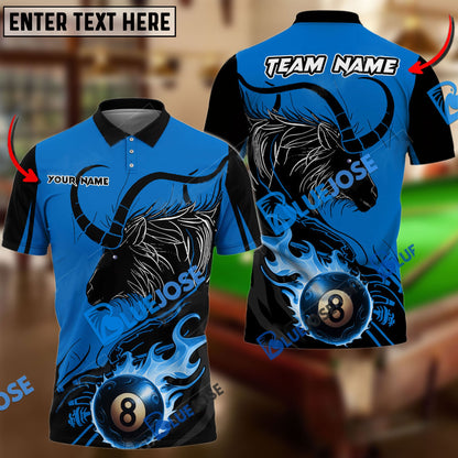 Frenzidea Billiards Ball 8 Fire Aries Personalized Name, Team Name Unisex Shirt ( 6 Colors )