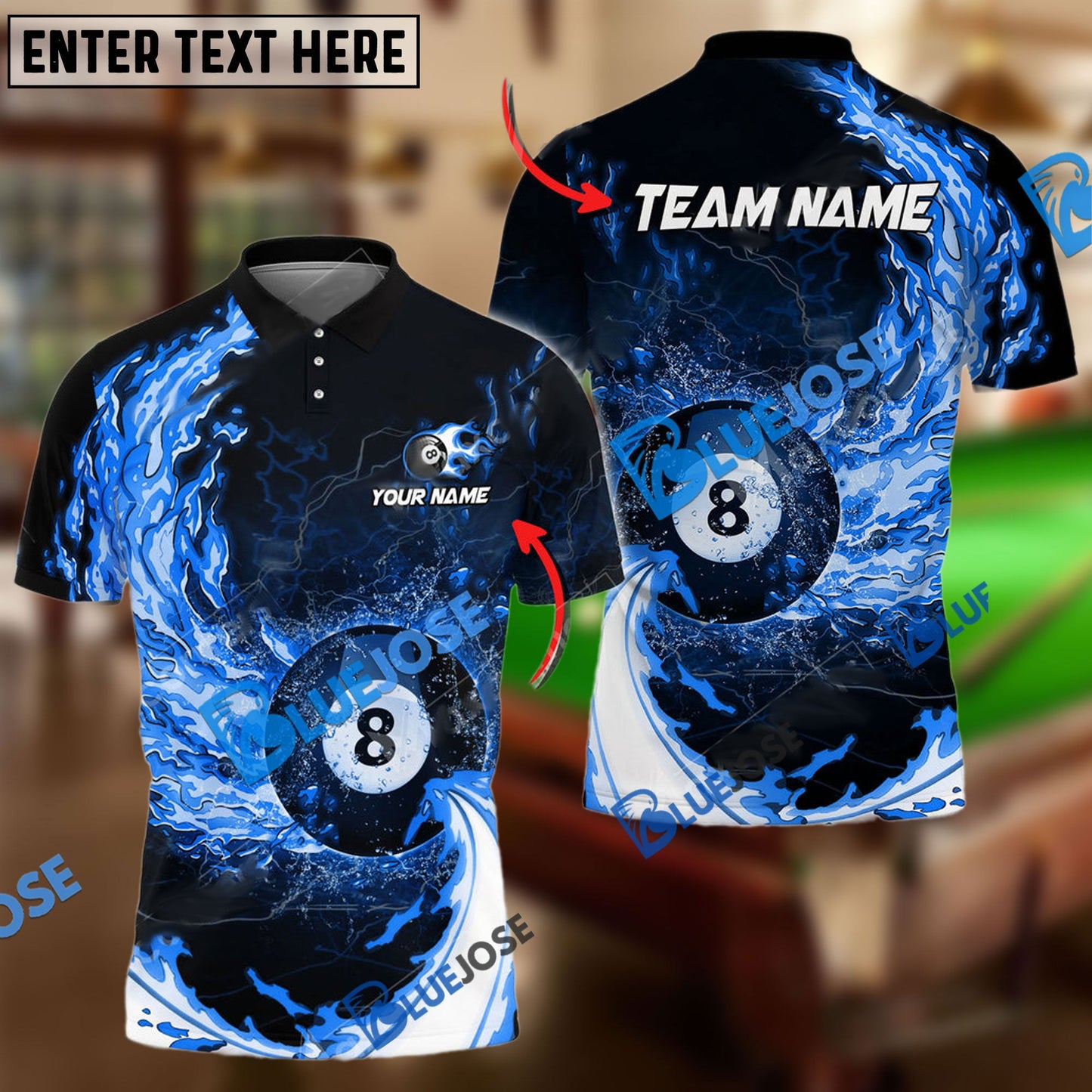 Frenzidea Billiards Ball 8 Breath Of Fire Personalized Name, Team Name Unisex Shirt ( 6 Colors )