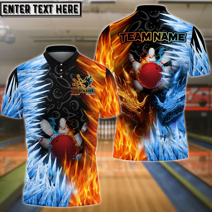 Frenzideas Bowling Fire And Ice Customized Name, Team Name 3D Shirt ( 2 Colors )