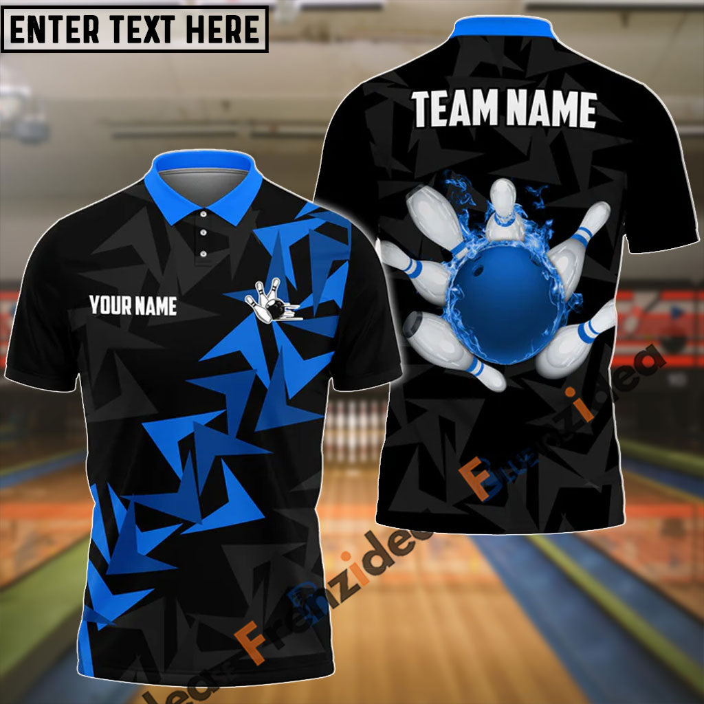 Frenzidea Bowling And Pins Fallen Leaves Pattern Customized Name 3D Shirt (4 Colors)
