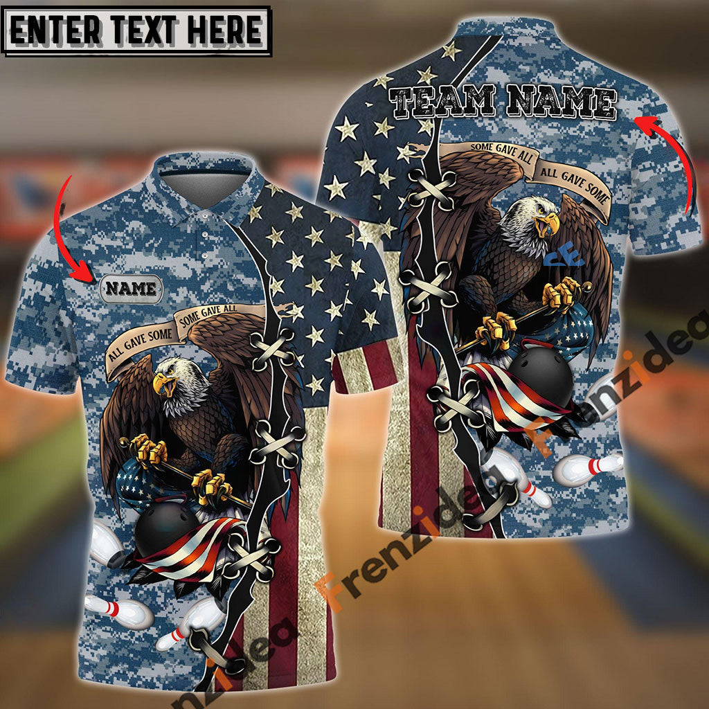 frenzideas Bowling And Pins Eagles Army Multicolor Customized Name 3D Shirt ( 4 Colors )