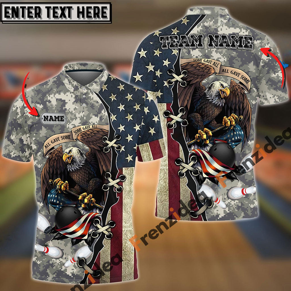 frenzideas Bowling And Pins Eagles Army Multicolor Customized Name 3D Shirt ( 4 Colors )