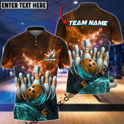 Frenzidea Bowling And Pins Light Crash Customized Name 3D Shirt (4 Colors)
