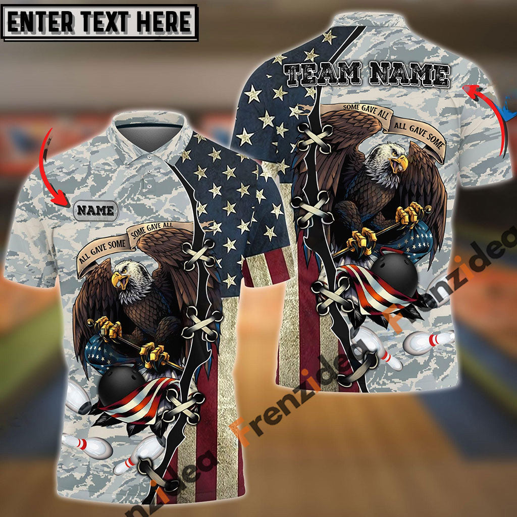 frenzideas Bowling And Pins Eagles Army Multicolor Customized Name 3D Shirt ( 4 Colors )