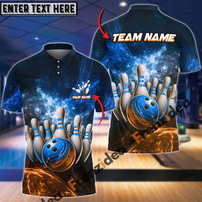 Frenzidea Bowling And Pins Light Crash Customized Name 3D Shirt (4 Colors)