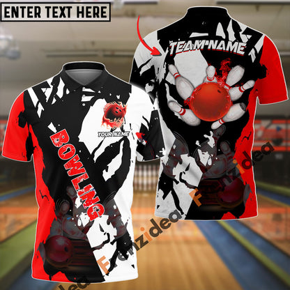 frenzideas Bowling And Pins  Cracks Of Time Customized Name 3D Shirt ( 6 Colors)