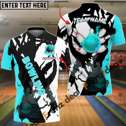 frenzideas Bowling And Pins  Cracks Of Time Customized Name 3D Shirt ( 6 Colors)