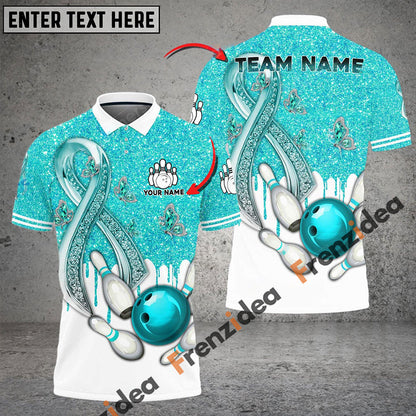 frenzidea Bowling And Pins Awareness Edition Customized Name 3D Shirt (4 Colors)