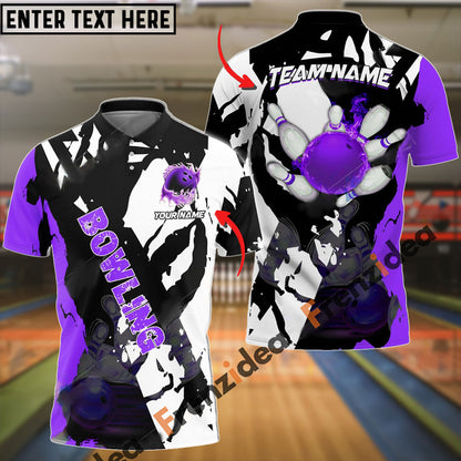 frenzideas Bowling And Pins  Cracks Of Time Customized Name 3D Shirt ( 6 Colors)