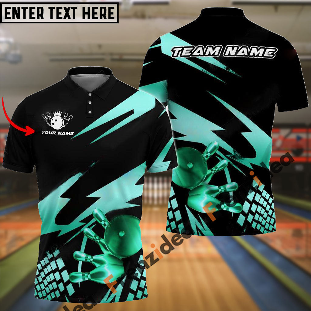 Frenzideas Bowling And Pins Gold Experience Customized Name 3D Shirt ( 5 Colors)