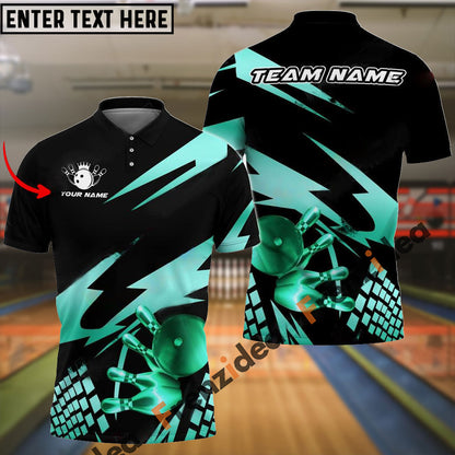 Frenzideas Bowling And Pins Gold Experience Customized Name 3D Shirt ( 5 Colors)