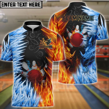 Frenzideas Bowling Fire And Ice Customized Name, Team Name 3D Shirt ( 2 Colors )