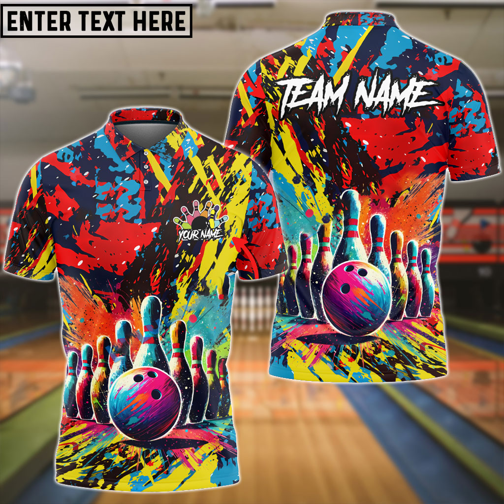 Frenzideas Bowling Graffiti Paint Old School Customized Name, Team Name 3D Shirt