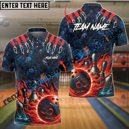 Frenzidea Bowling And Pins Wanna Go to Hell Customized Name 3D Shirt (4 Colors)