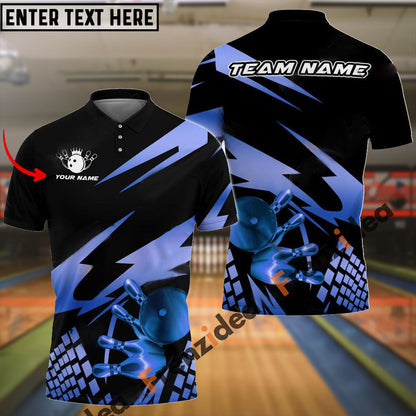 Frenzideas Bowling And Pins Gold Experience Customized Name 3D Shirt ( 5 Colors)