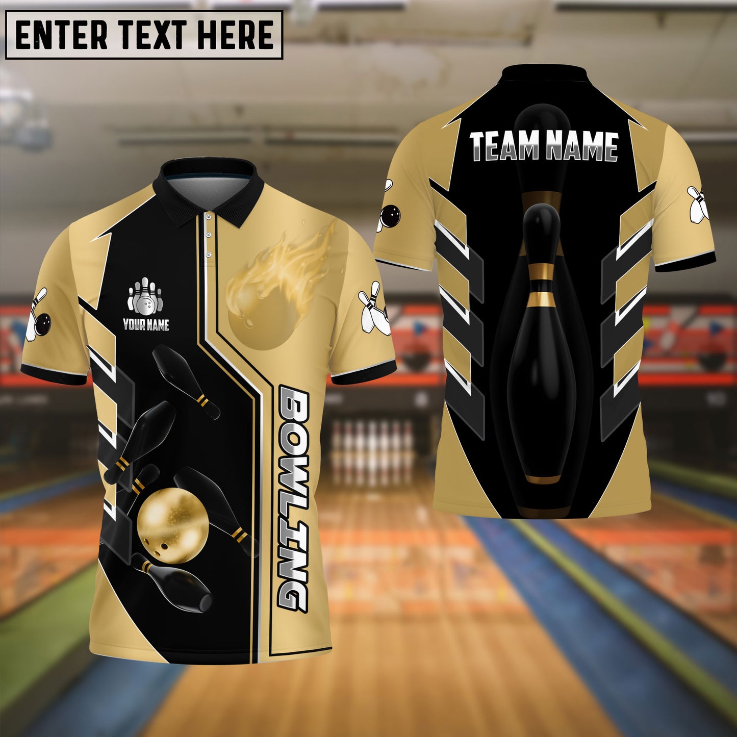 Frenzideas Bowling And Pins Premium Line Customized Name 3D Shirt (4 Colors)