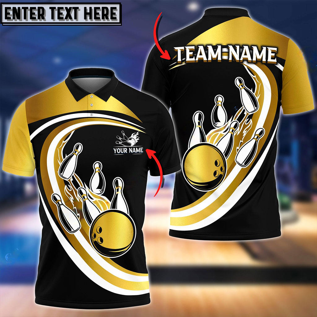 Frenzidea Bowling And Pins Round And Round Customized Name 3D Shirt (4 Colors)