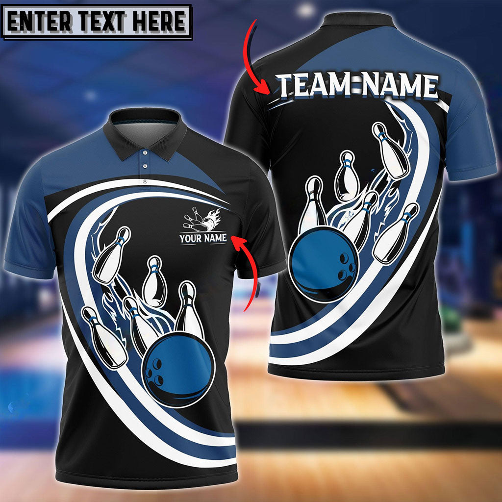 Frenzidea Bowling And Pins Round And Round Customized Name 3D Shirt (4 Colors)