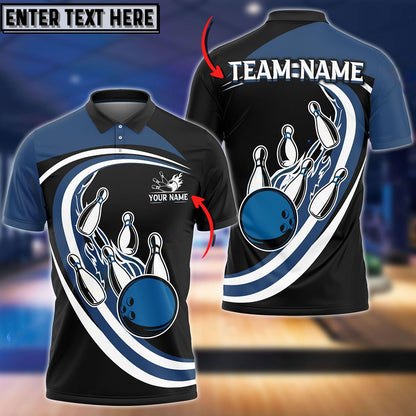Frenzidea Bowling And Pins Round And Round Customized Name 3D Shirt (4 Colors)