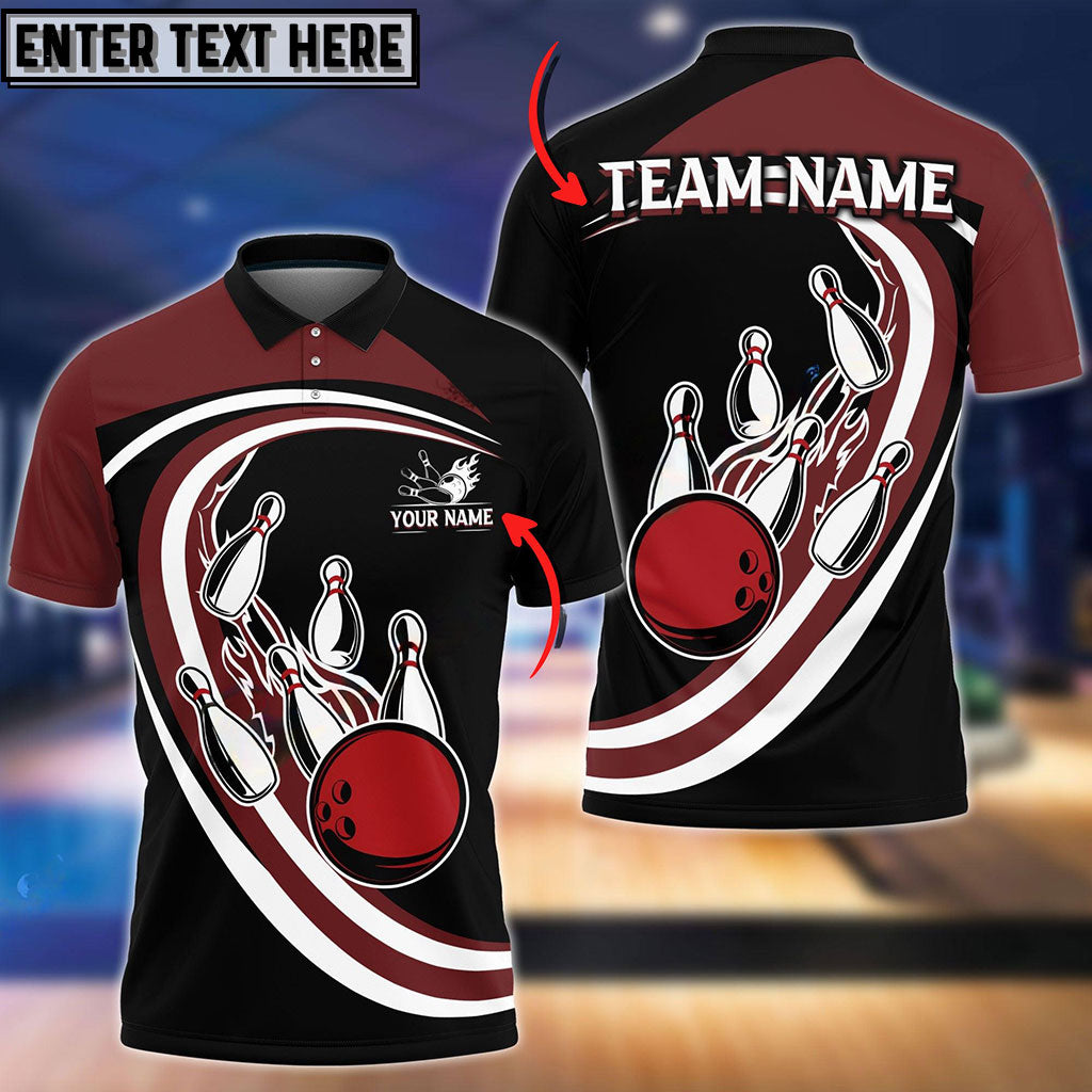 Frenzidea Bowling And Pins Round And Round Customized Name 3D Shirt (4 Colors)