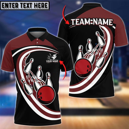 Frenzidea Bowling And Pins Round And Round Customized Name 3D Shirt (4 Colors)