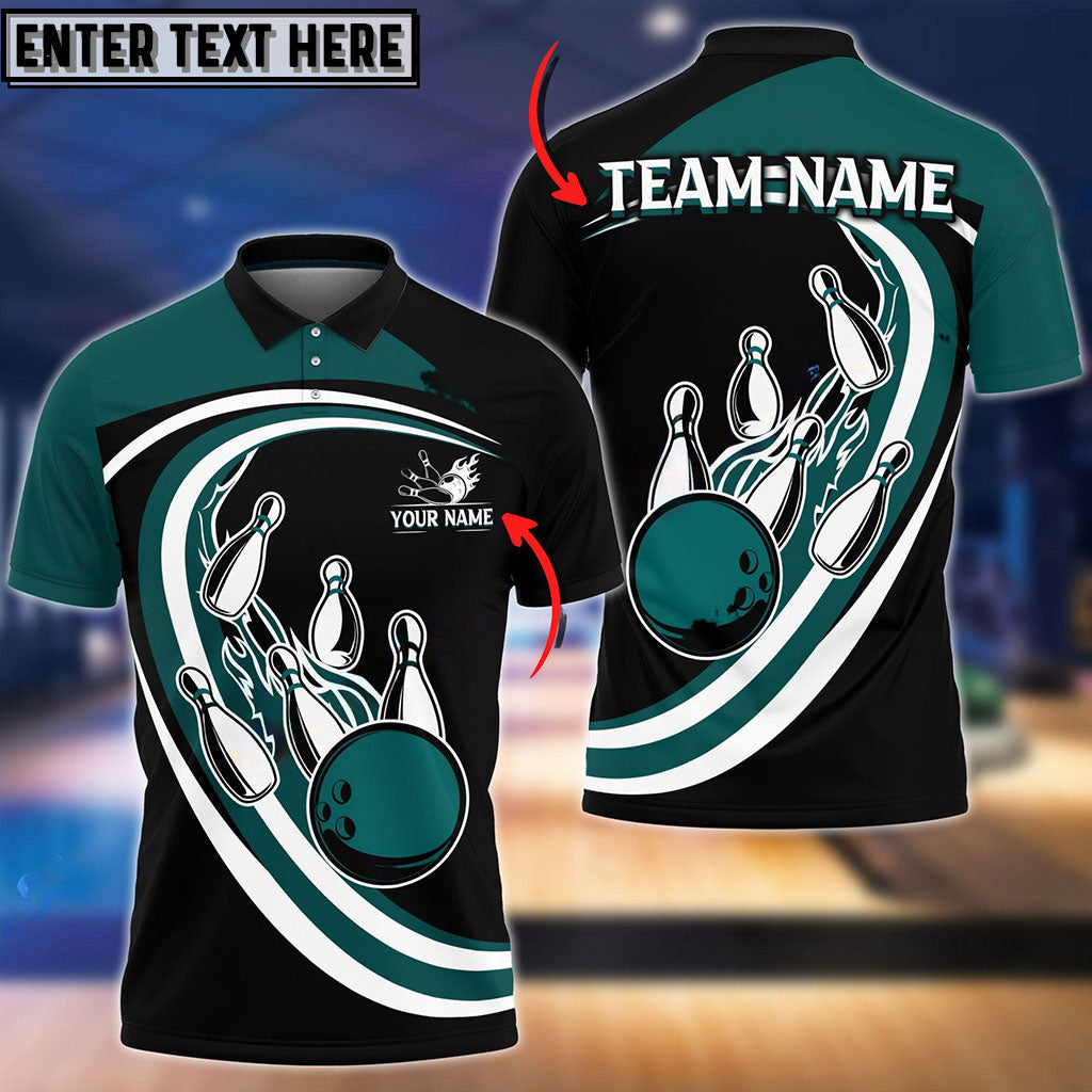 Frenzidea Bowling And Pins Round And Round Customized Name 3D Shirt (4 Colors)