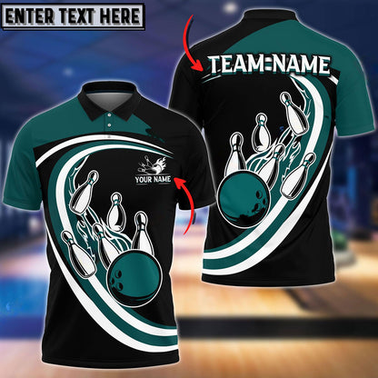 Frenzidea Bowling And Pins Round And Round Customized Name 3D Shirt (4 Colors)