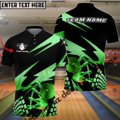 Frenzideas Bowling And Pins Gold Experience Customized Name 3D Shirt ( 5 Colors)