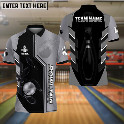 Frenzideas Bowling And Pins Premium Line Customized Name 3D Shirt (4 Colors)