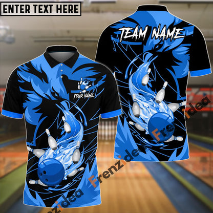 Frenzidea Bowling And Pins Fire Phoenix Customized Name 3D Shirt (4 Colors)