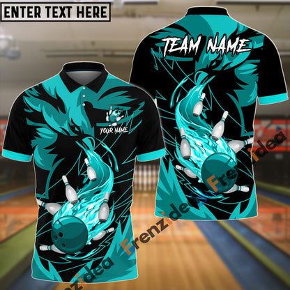 Frenzidea Bowling And Pins Fire Phoenix Customized Name 3D Shirt (4 Colors)