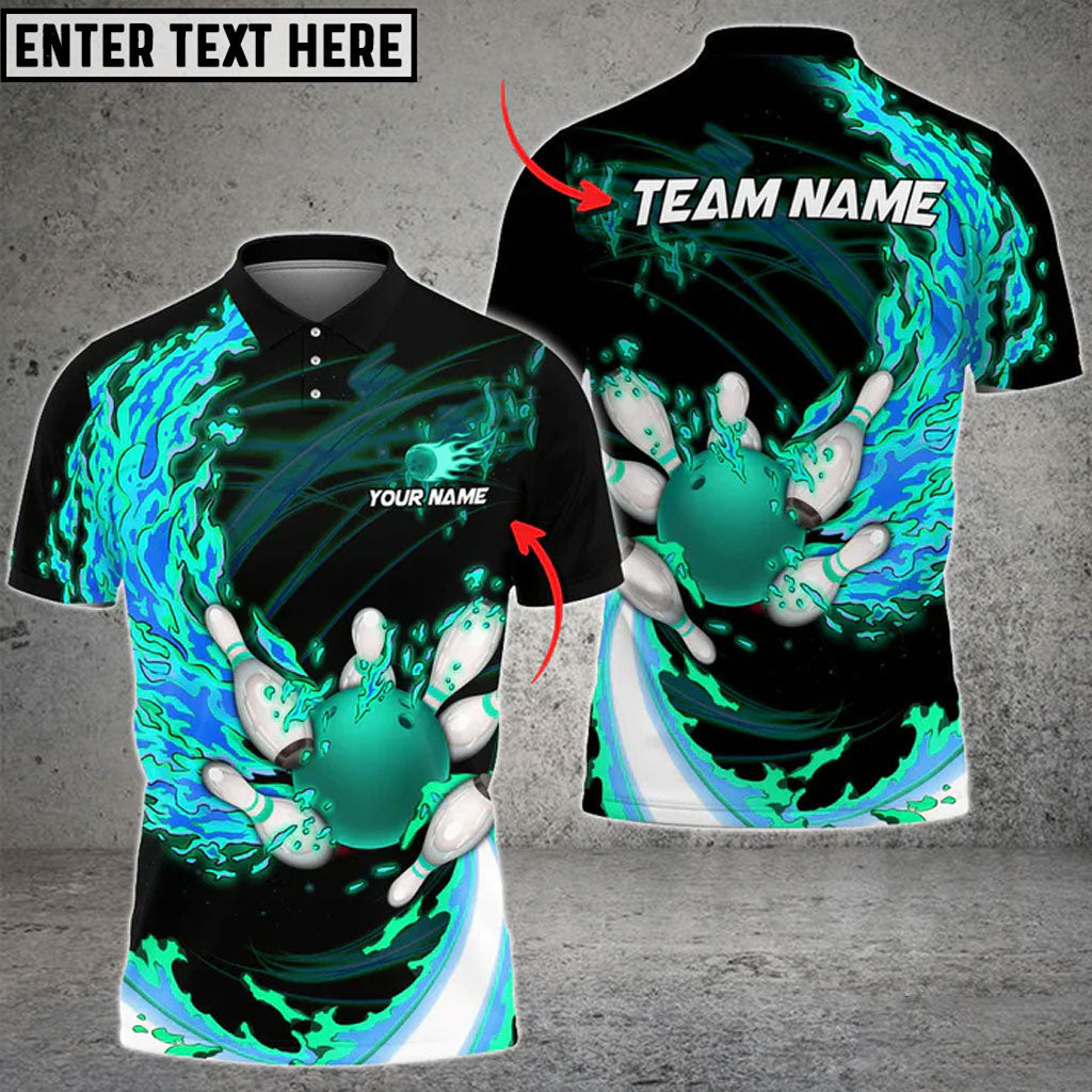 Frenzideas Fire Bowling And Pins Multicolor Option Customized Name 3D Shirt