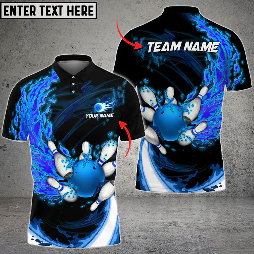 Frenzideas Fire Bowling And Pins Multicolor Option Customized Name 3D Shirt