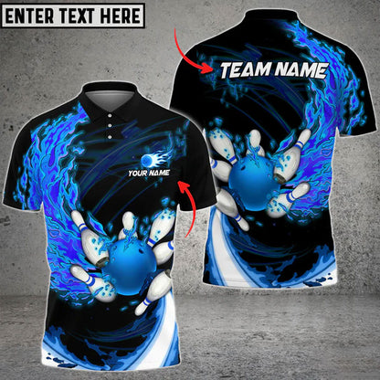 Frenzideas Fire Bowling And Pins Multicolor Option Customized Name 3D Shirt