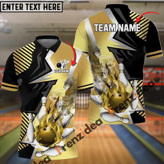 Frenzideas Bowling And Pins Blazing Strike Customized Name 3D Shirt ( 5 Colors)