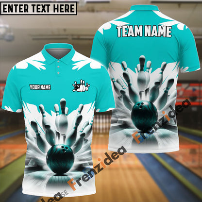 Frenzidea Bowling And Pins Ice Age Pattern Customized Name 3D Shirt (5 Colors)