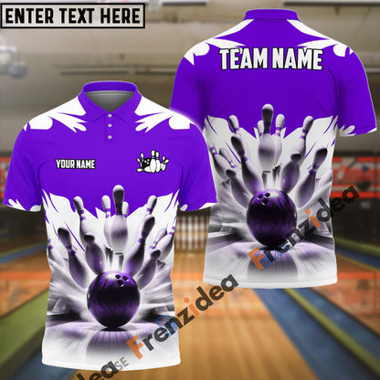 Frenzidea Bowling And Pins Ice Age Pattern Customized Name 3D Shirt (5 Colors)