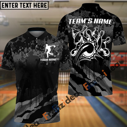 Frenzideas Camo Bowling Premium Multicolor Customized Name 3D Shirt (5 Colors)