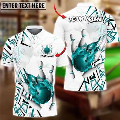 Frenzidea Bowling And Pins Fire Zigzag Customized Name 3D Shirt (4 Colors)