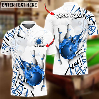 Frenzidea Bowling And Pins Fire Zigzag Customized Name 3D Shirt (4 Colors)