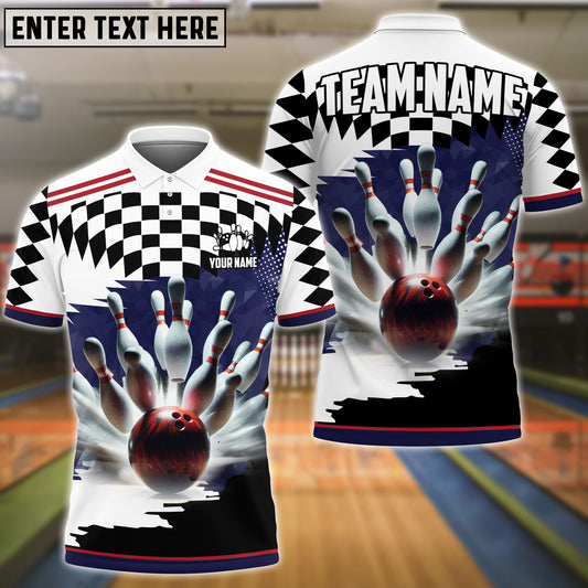 Frenzideas Bowling And Pins Caro Pattern Personalized Name, Team Name Unisex Shirt